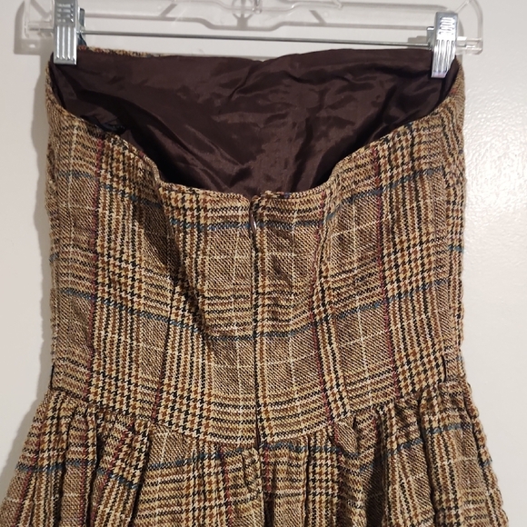 Corey Lynn Calter Strapless Brown Plaid Dress - Picture 4 of 5